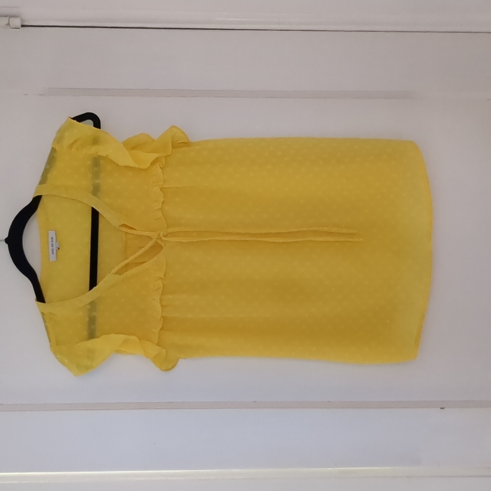 Yellow ruffle sleeve blouse, size S